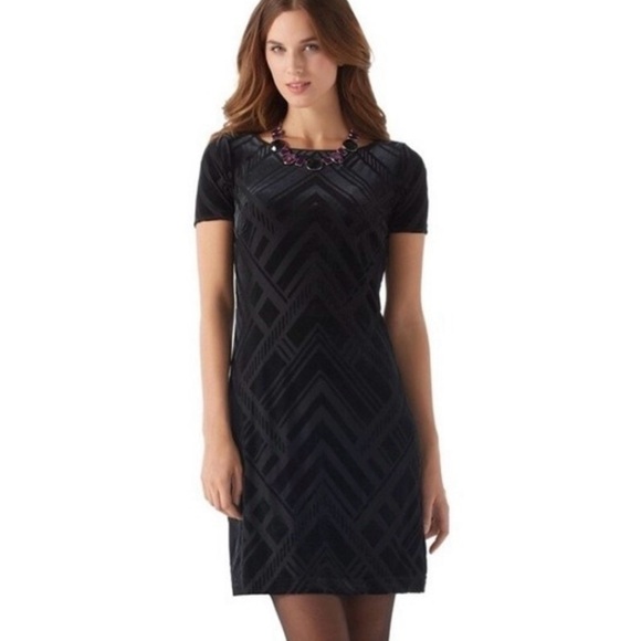 WHBM Velvet Burnout Geometric Print Dress - Picture 1 of 11